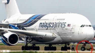 馬航MH3航班降落時(shí)發(fā)現(xiàn)前輪丟了個(gè)輪胎