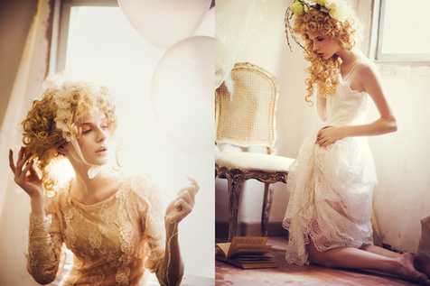 在溫柔澄黃色的氣氛下，模特兒和小熊把畫面塑造成一個(gè)童話國(guó)度，蕾絲、氣球、玩偶、皇冠&hellip;&hellip;都是女生向往的元素